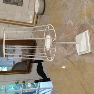 Wire Ivory cream painted candle holder centerpiece shabby chic cottage core